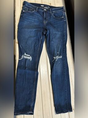 Old Navy Navy Distressed Skinny Jeans
